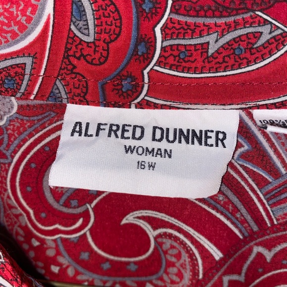 Alfred Dunner Vintage Paisley Smocked Waist Button Down Blouse w/ Shoulder Pads - Picture 5 of 11